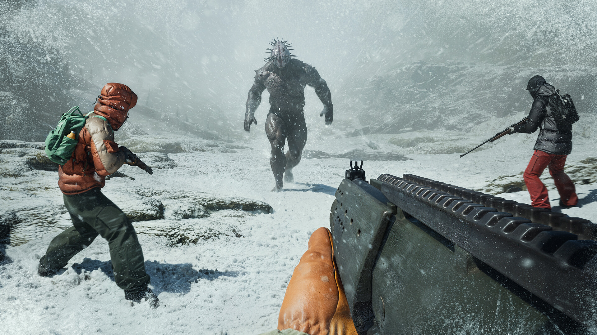 Haex promo image showing a man with a gun in a snowfield