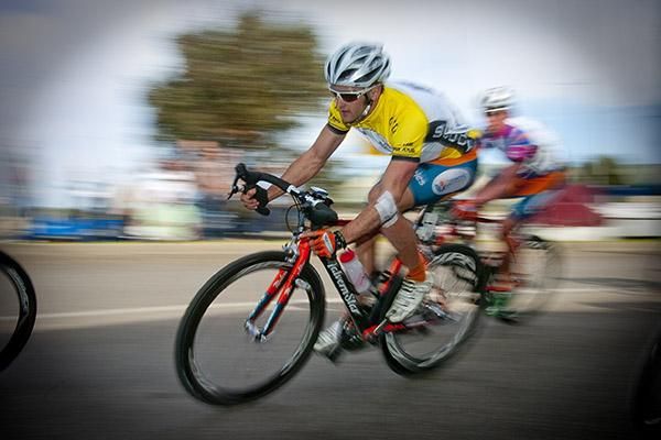 Tour winner Nathan Haas (Genesys Wealth Advisers) speeds around the street curcuit in Paynesville.