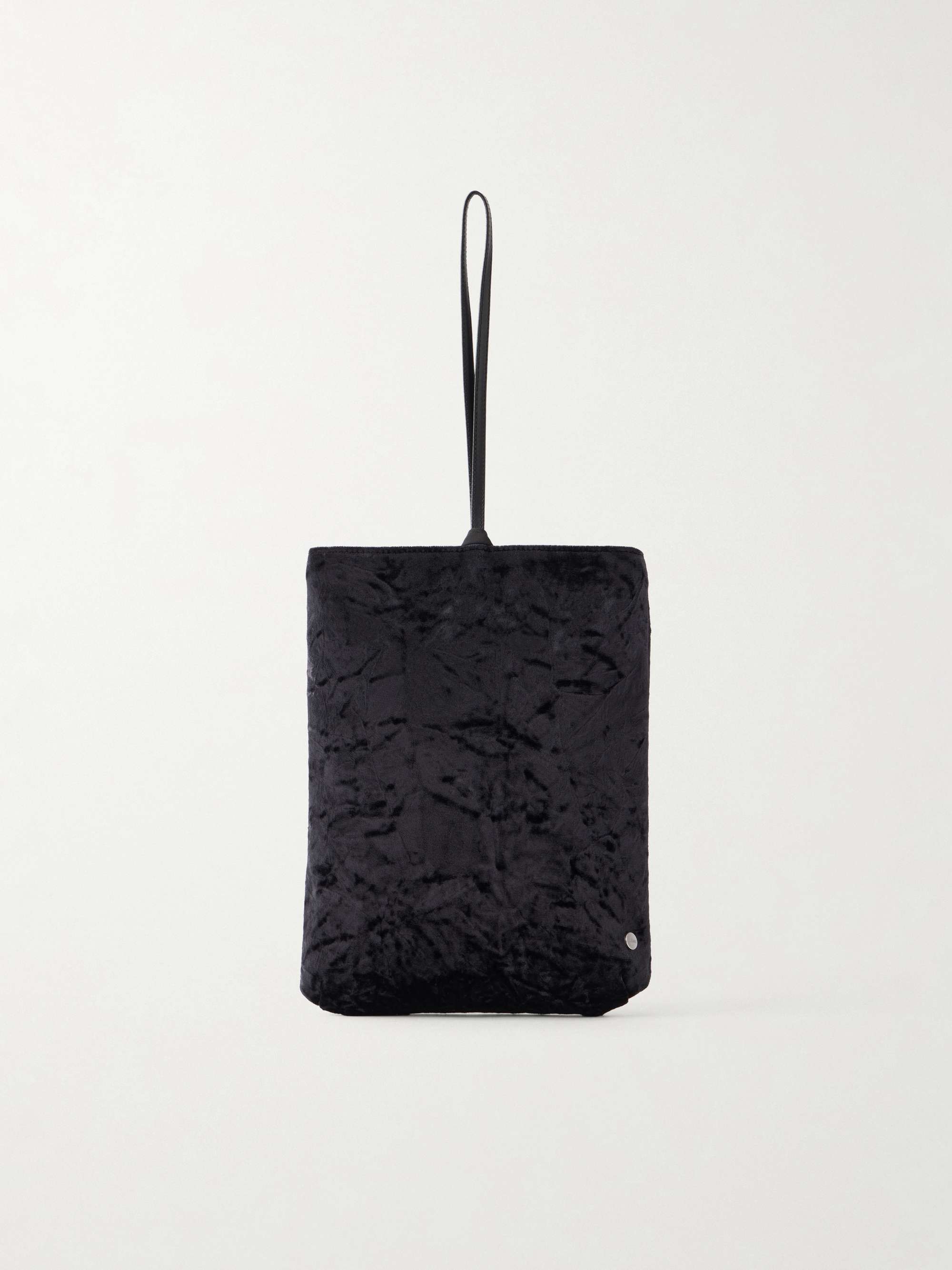 Bundle Leather-Trimmed Velvet Clutch