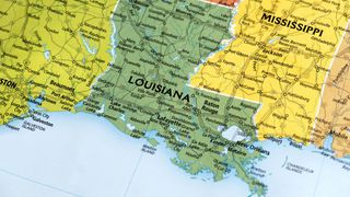 A map showing the US state of Louisiana