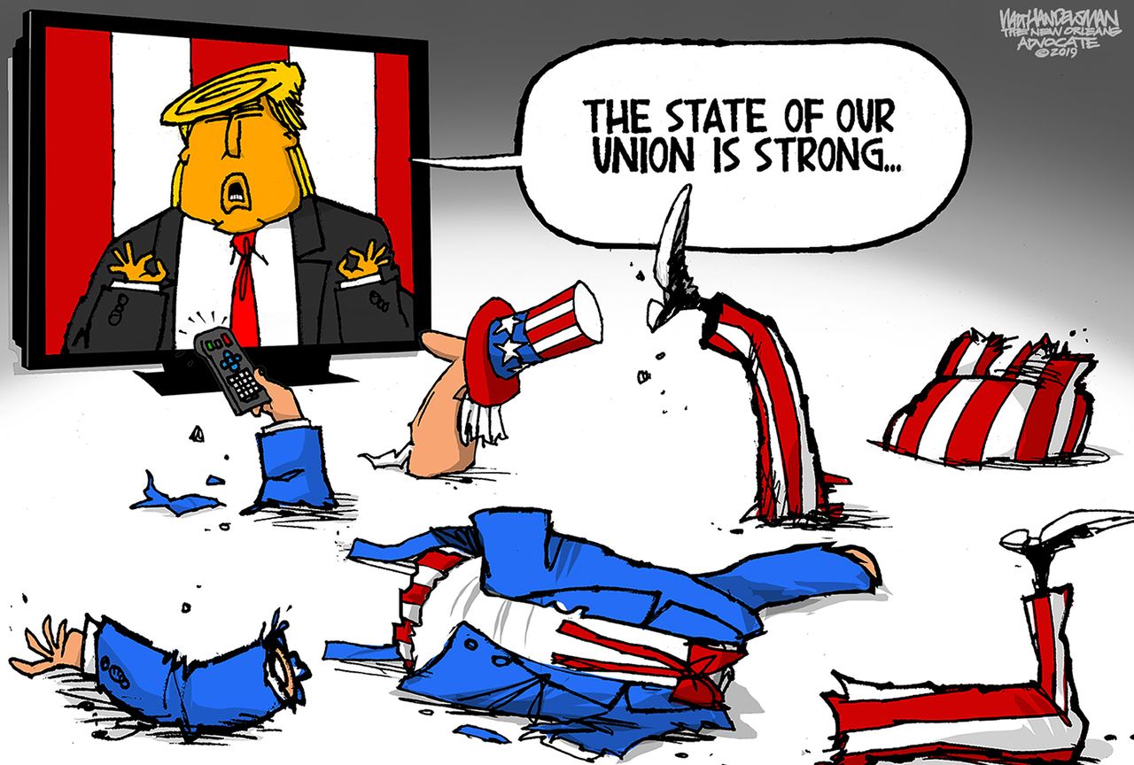 Political&amp;amp;nbsp;Cartoon&amp;amp;nbsp;U.S. State of the Union Trump uncle sam