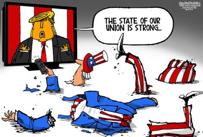 Political&nbsp;Cartoon&nbsp;U.S. State of the Union Trump uncle sam