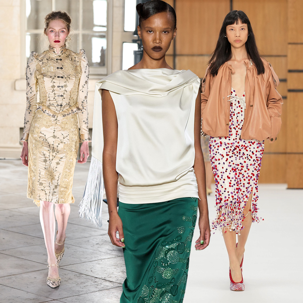 A collage featuring the best trends from London Fashion Week spring/summer 2027.