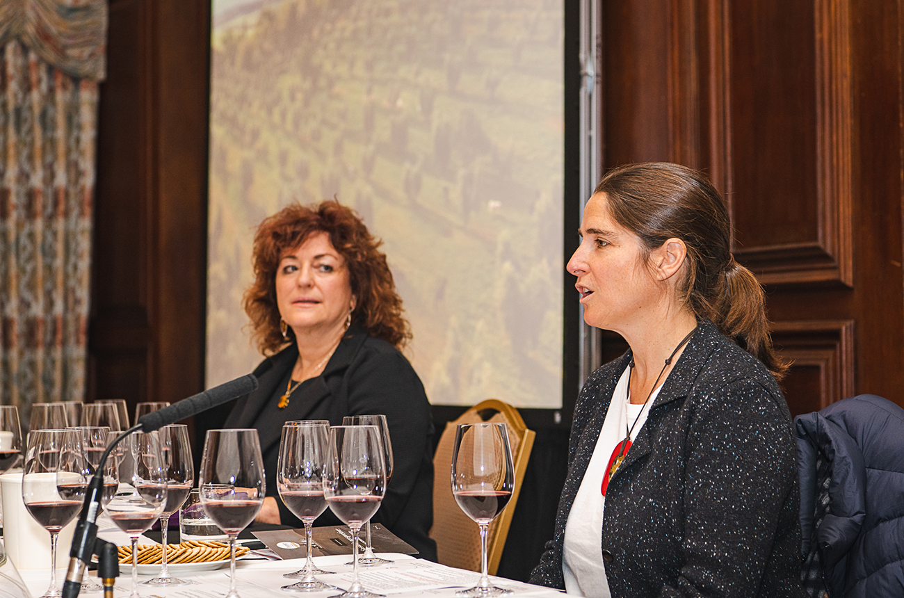 Tenuta-San-Guido's-Priscilla-Incisa-della-Rocchetta-and-Susan-Hulme-MW at Decanter London Fine Wine Encounter 2022