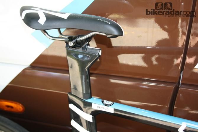 Jean-Christophe Peraud&rsquo;s (AG2R-La Mondiale) saddle is slammed right back
