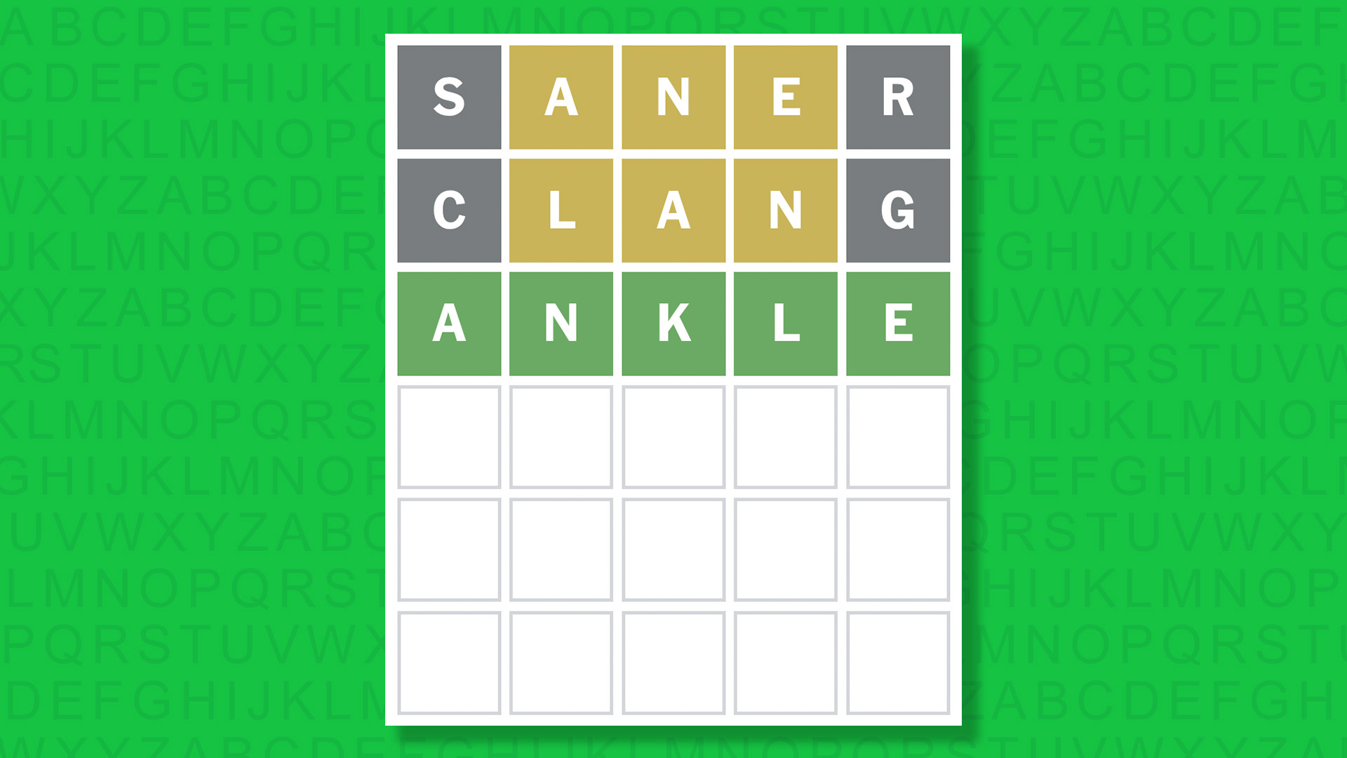 NYT Wordle answer for game 1729 on a green background