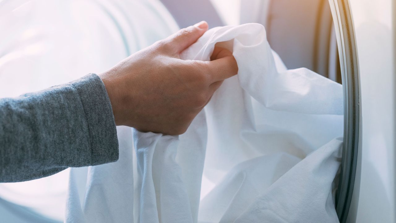 washing machine with white laundry