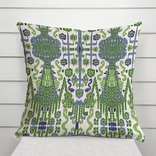 Green and Blue Pillow Cover 18x18 Pillow Ikat Throw Pillow Accent Pillow Designer Ikat Pillow Bombay Cushion Cover