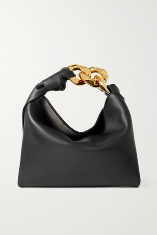 Chain-embellished leather tote