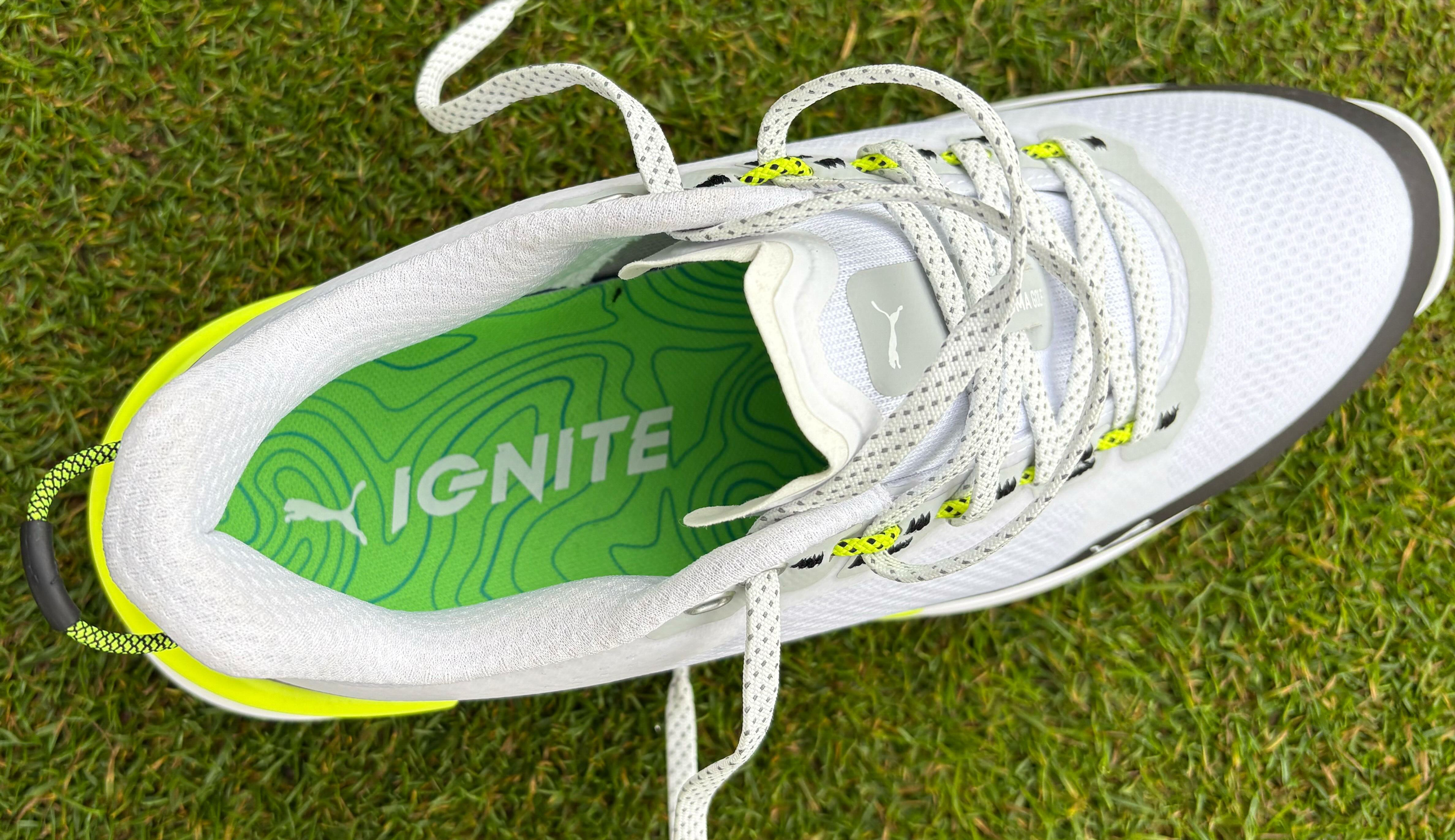 A picture of the sole of the Puma Ignite Elevate X Golf Shoe