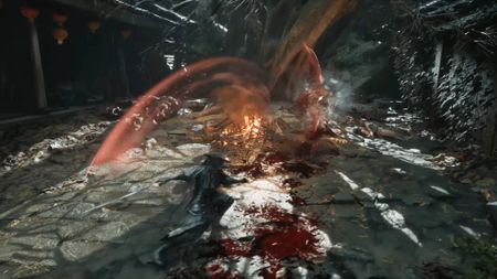 Phantom Blade Zero launch trailer Soul swinging sword with projectile hitting enemy