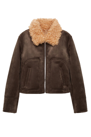 Mango Jacket with Suede-Effect Shearling Collar