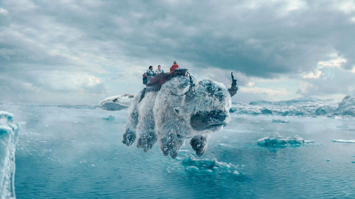 Appa flying over ice.