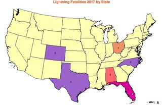 The 2017 lightning fatalities, by state