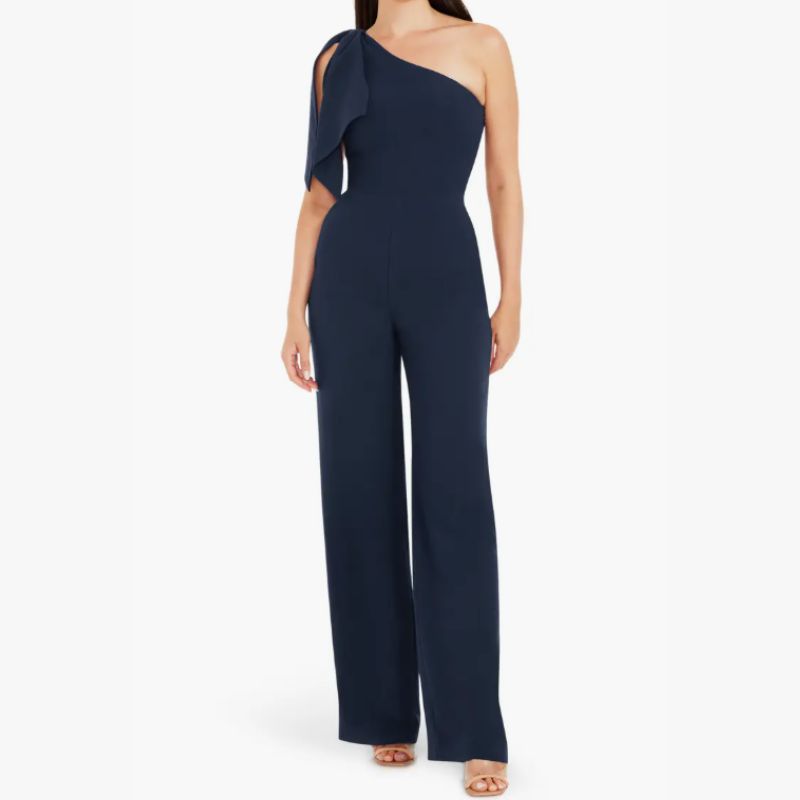 Dress the Population Tiffany One-Shoulder Navy Jumpsuit