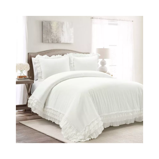 white ruffle bedding set