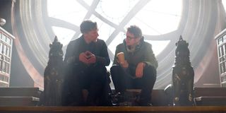 Scott Derrickson with Benedict Cumberbatch on the Doctor Strange set