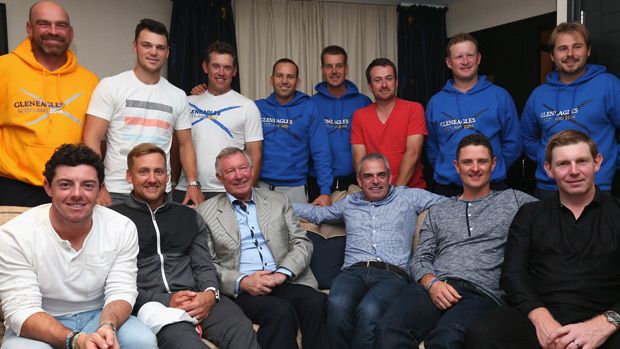 Alex ferguson addresses the 2014 European Ryder Cup team