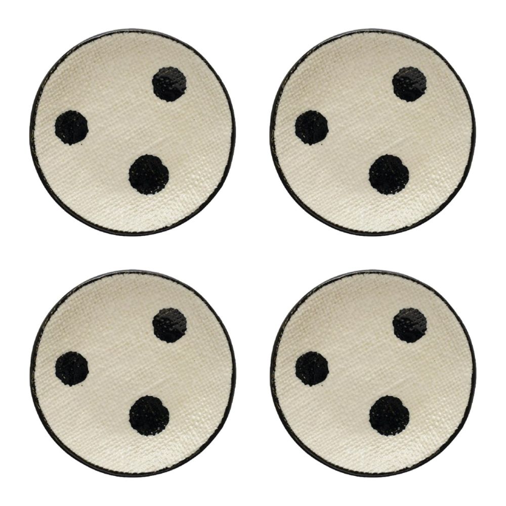Creative Co-Op Hand Painted Stoneware Polka Dots, Set of 4
