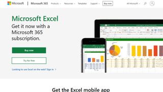 Microsoft Excel website screenshot