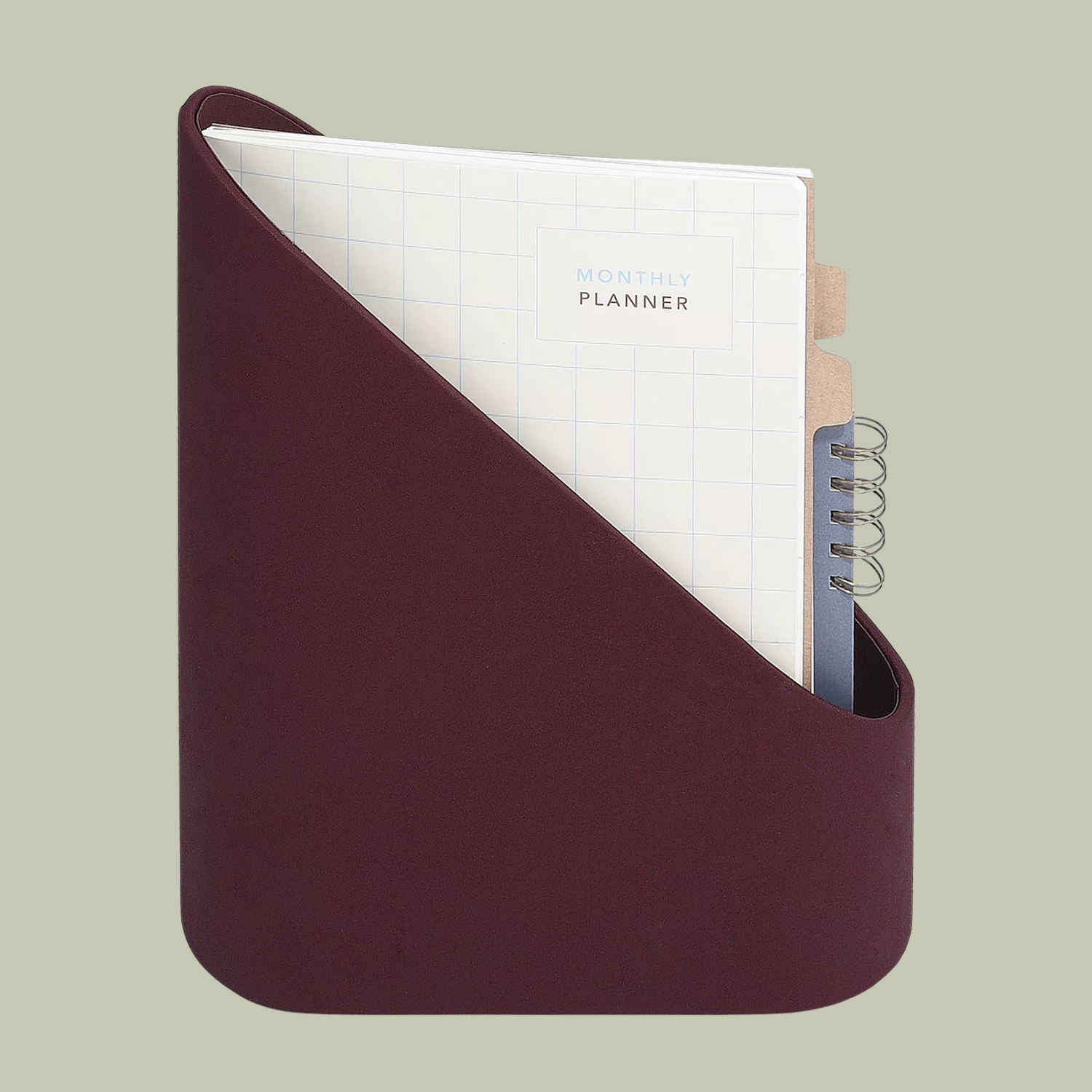 A burgundy magazine file