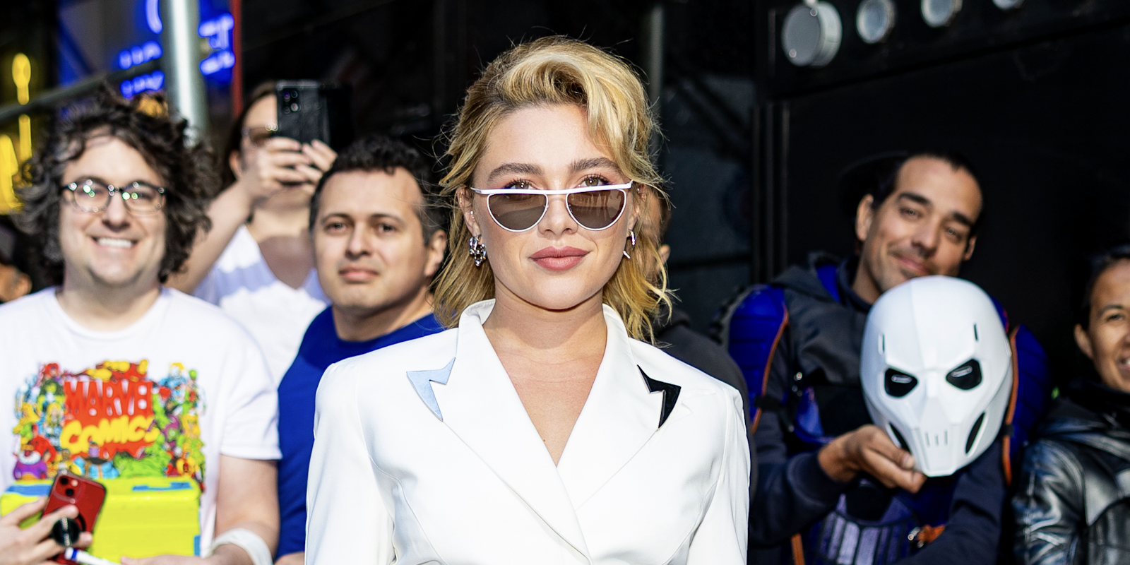 Florence Pugh is seen in SoHo on April 30, 2025 in New York City.