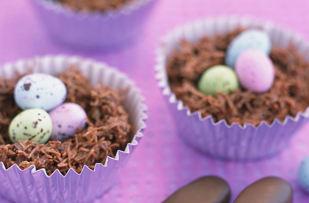 Homemade chocolate Easter nests