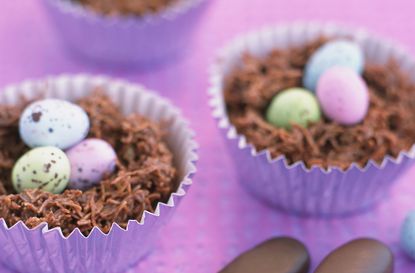 Homemade chocolate Easter nests
