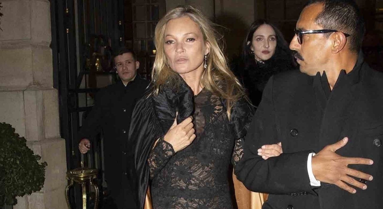 kate moss wore a sheer dress for her 50th birthday in paris 2024