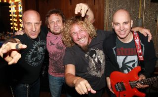 Chickenfoot backstage at the Avalon in LA with drummer Kenny Aronoff standing in for Chad Smith
