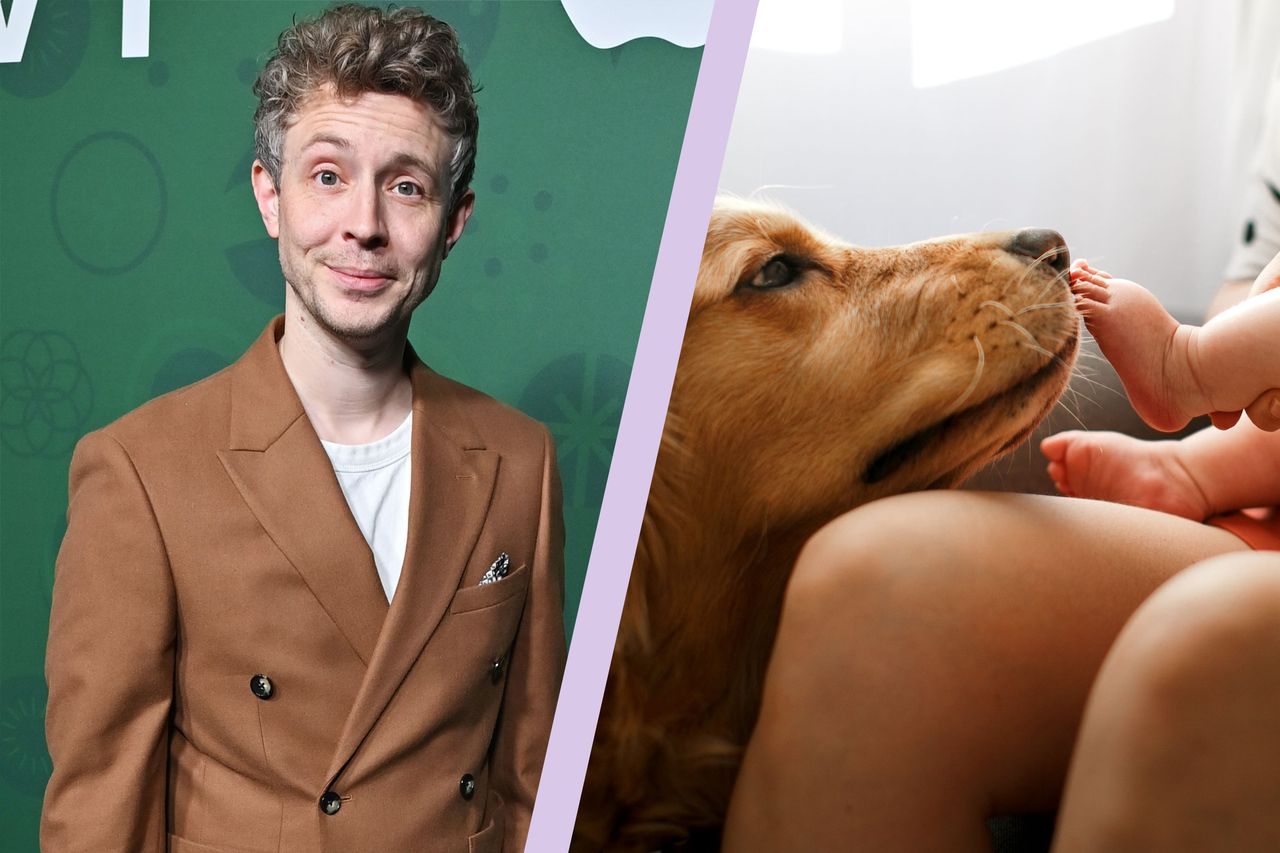 Matt Edmondson split screen with a dog and baby&#039;s feet