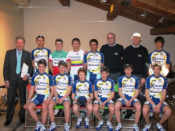 The 2010 TX Active Bianchi Team at its season-opening presentation