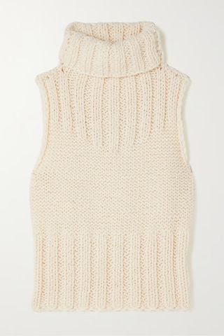 Totome Ribbed Wool Turtleneck Top