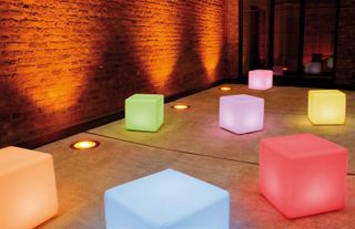 patio lighting ideas: Multi Coloured Outdoor LED Cube Table by Moree