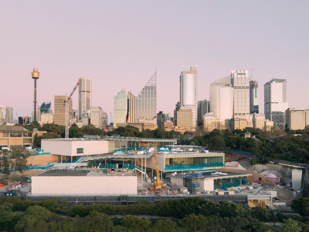 aerial view of the construction site at sydney modern