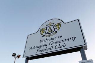 Signage at Ashington's Woodhorn Lane ground