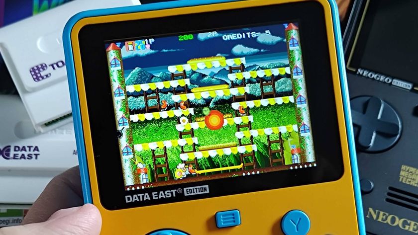 Super Pocket Data East Edition with Super Burger Time gameplay on screen.