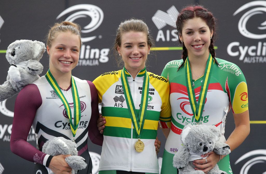 Amy Cure (Tasmania) also won the scratch race gold
