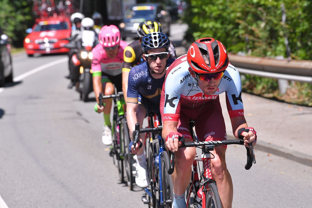 The breakaway in action during stage 8 at Tour de Suisse