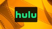 Hulu logo on orange film reel background