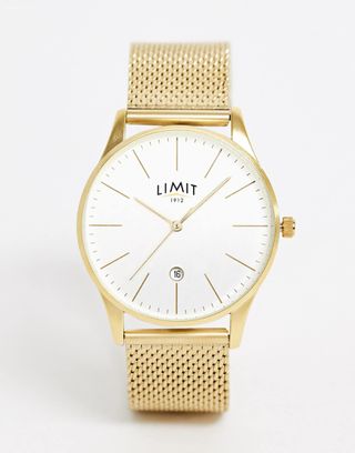 Limit Mesh Watch in Gold With White Dial