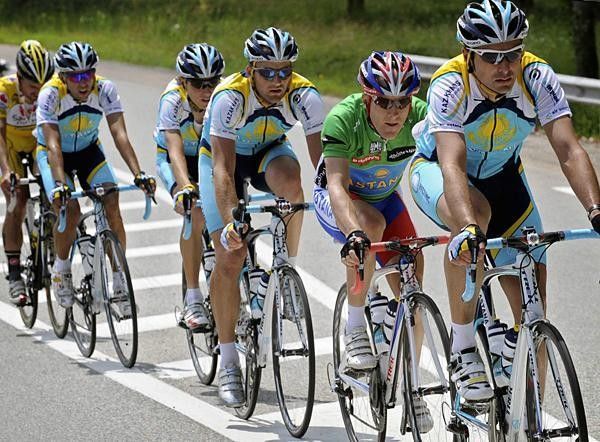 Levi Leipheimer sits in the Astana train.