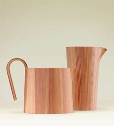 Akita cedar wood pitchers by Yasutaka Shimizu.
