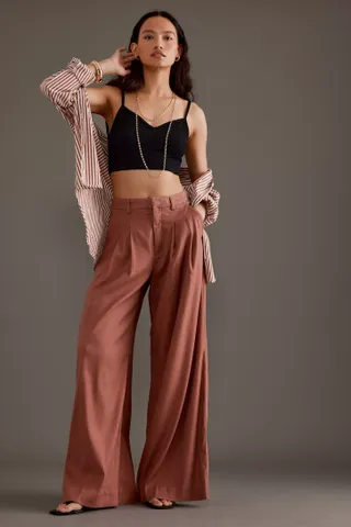 Maeve, Avery Pleated Wide-Leg Trousers