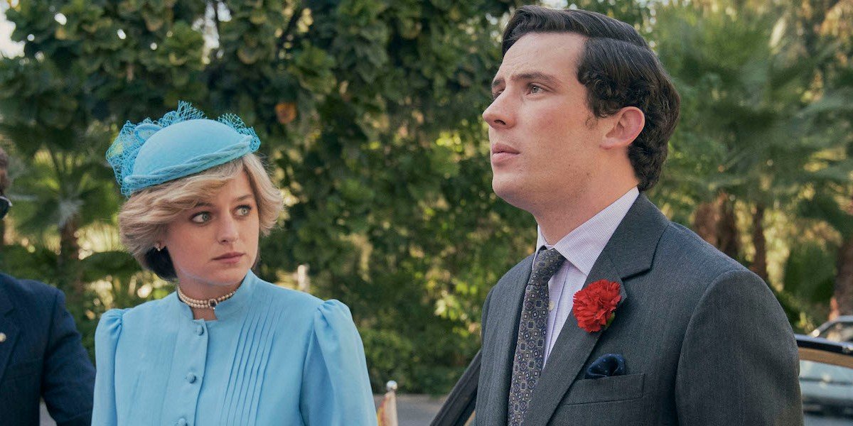 Emma Corrin as Lady Diana Spencer and Josh O&#039;Connor as Prince Charles on The Crown (2020)