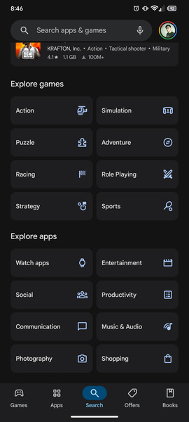 Google Play Store before Material 3 Expressive update