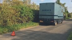 broken down lorry horsebox horse box warning triangle