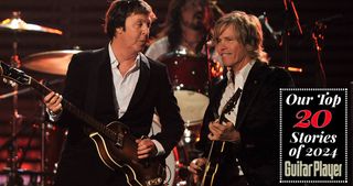 Musicians Paul McCartney (L) and Brian Ray perform during the 51st Annual Grammy Awards held at the Staples Center on February 8, 2009 in Los Angeles, California.