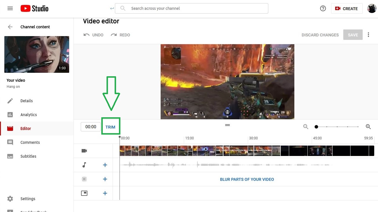How to edit videos on YouTube step 4: Click 