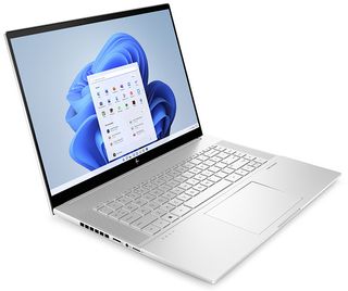 HP Envy 16, one of the best HP laptops, on a white background